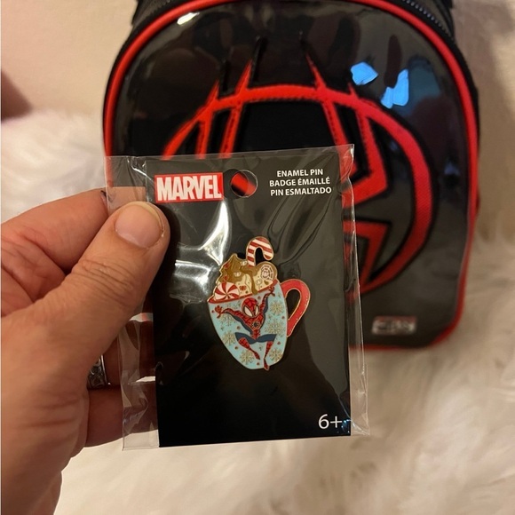 Marvel Spider-Man Miles Morales Logo Mini Backpack & Loungefly Spider-Man Pins - Picture 4 of 11